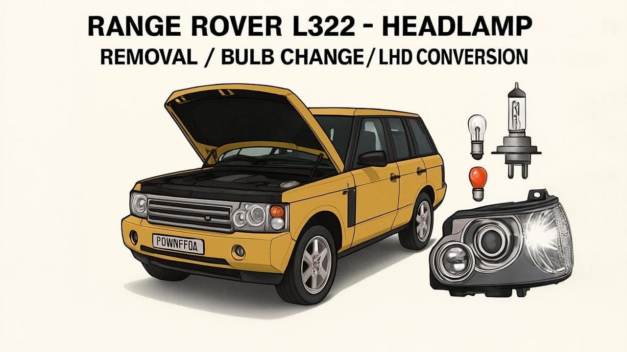 Remove headlight / change bulbs / swap to LHD on 2006 Range Rover L322 Headlamp
