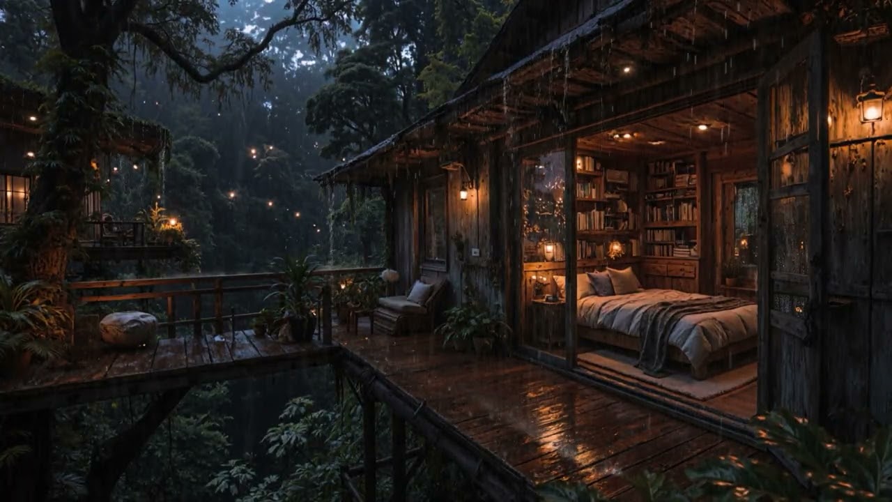 Rainy Night Calm Surrounding a Secluded Forest Retreat 🌧️ | Relaxing Sleep Ambience