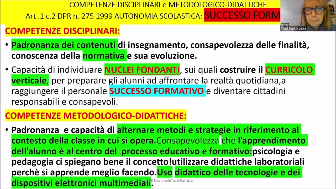 WEBINAR prova orale - 10 aprile 2024 - Tozzi Patricia Laura - Le competenze del docente.
