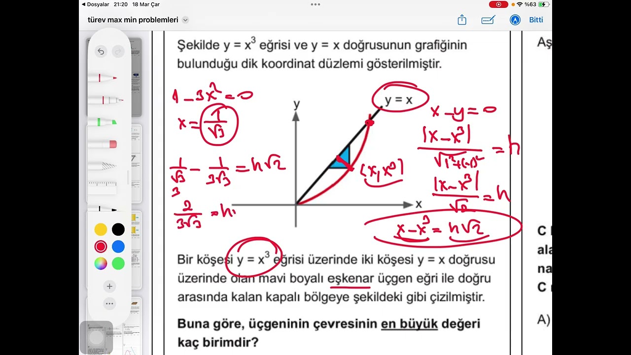 Türev ekstremum problemleri 1/2026