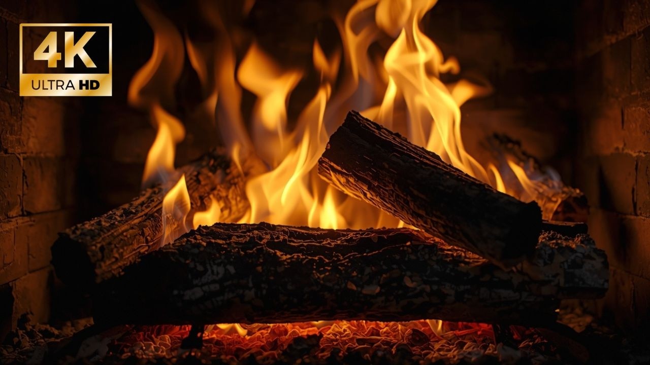 4 Hours Fireplace in 4K – Relax, Study, Sleep, Cozy Ambience