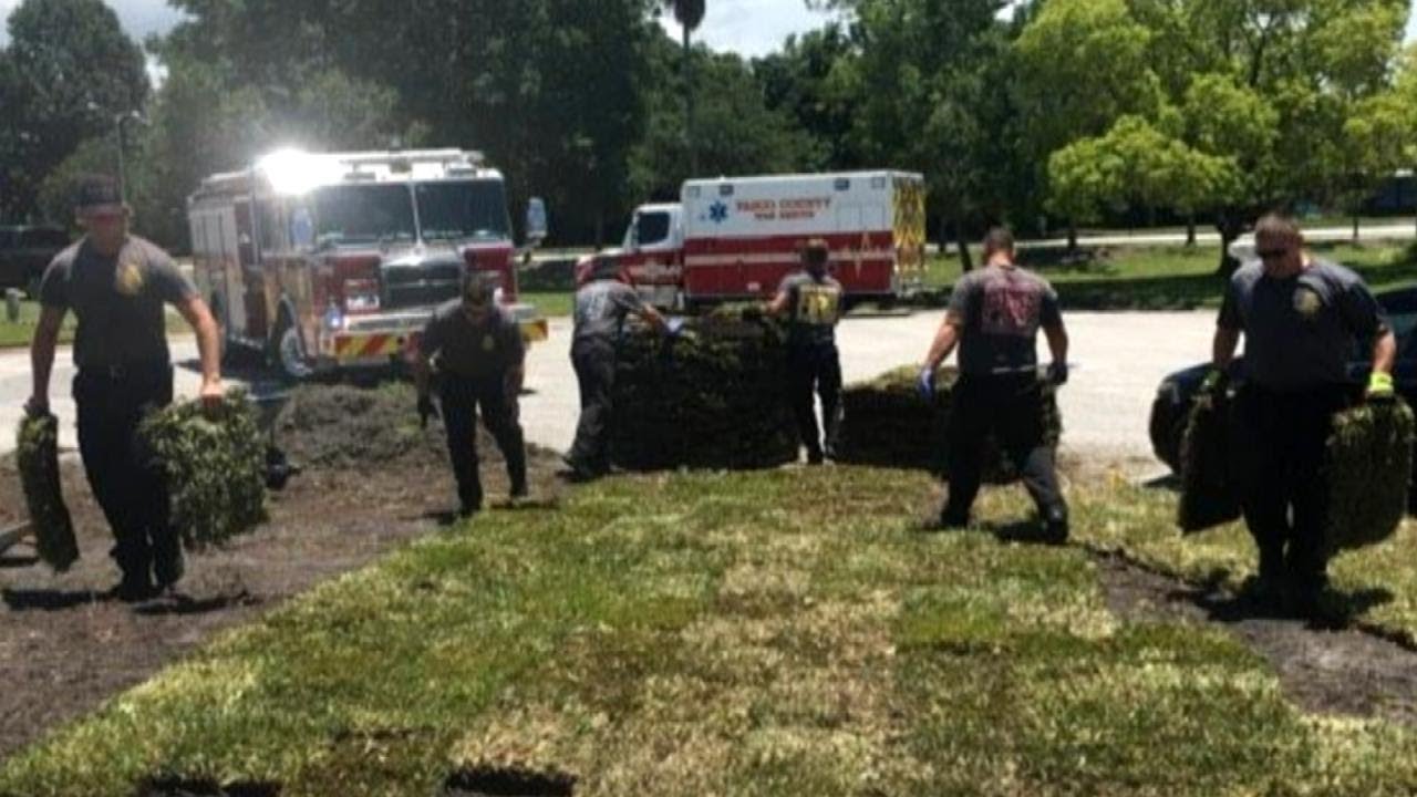Firefighters Finish Laying Sod for Florida Man Who Suffered Heart Attack