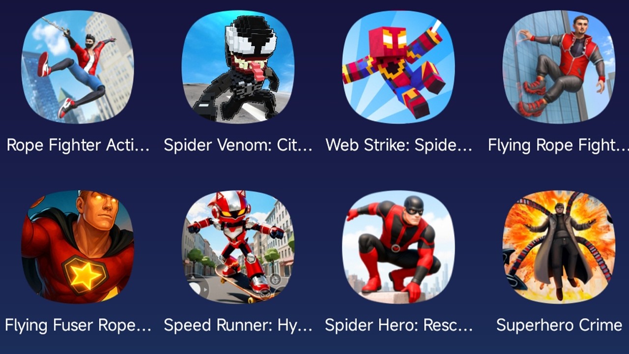 Rope Fighter Action,Spider Venom City,Web Stirke Spider,Flying Rope Fighter,Flying Fuser,Superhero
