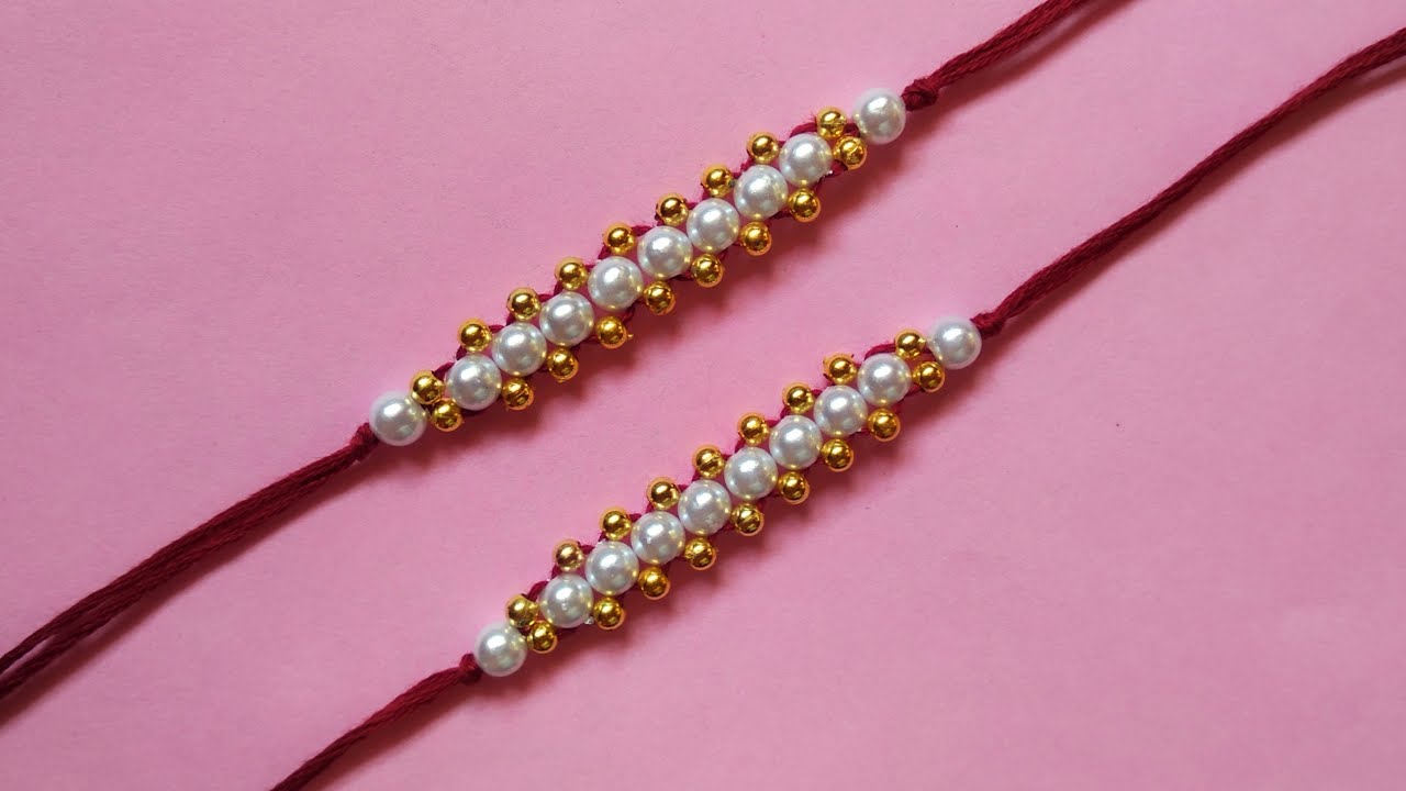 How to make Pearl Bracelet / Rakhi at Home | Simple and easy rakhi