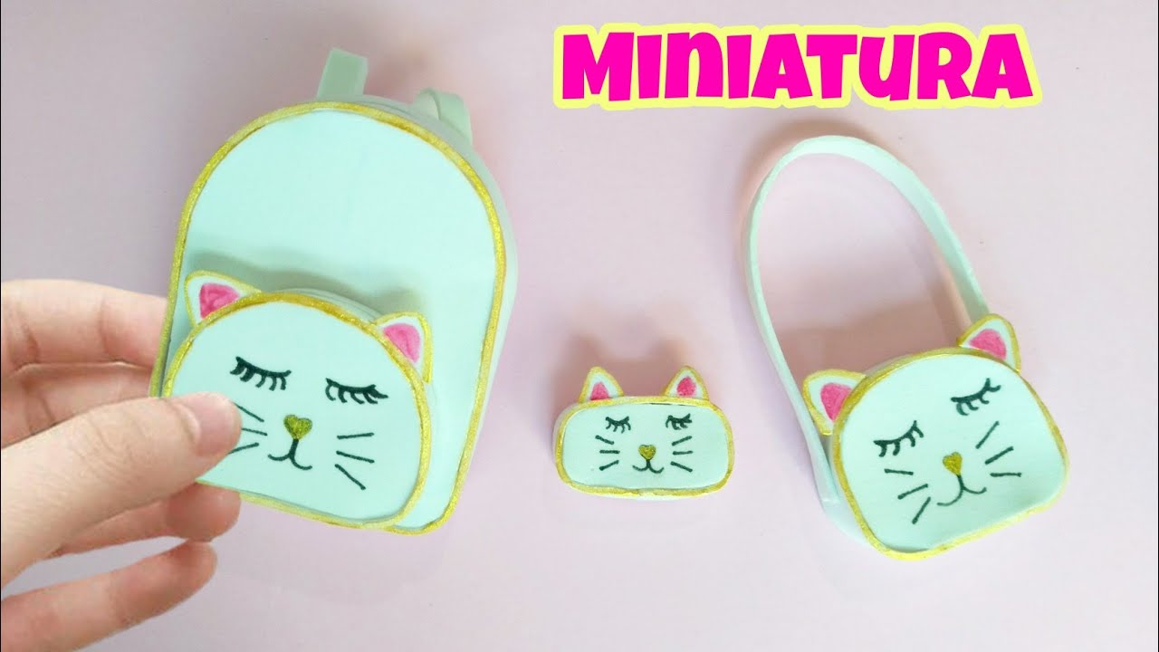 DIY: miniatura de mochila e bolsas de gatinho para Barbie