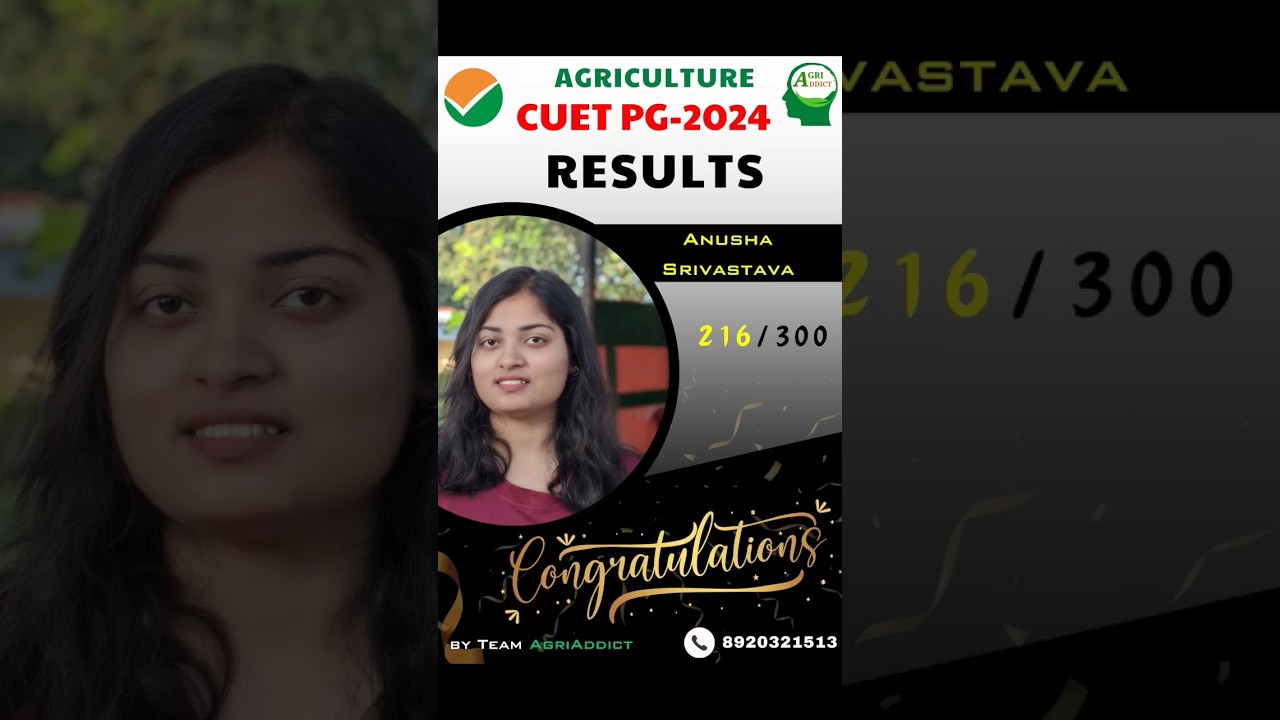 Congratulations  to our student for Achieving Good marks in CUET PG Agriculture Exam-2024🎉#cuet2024