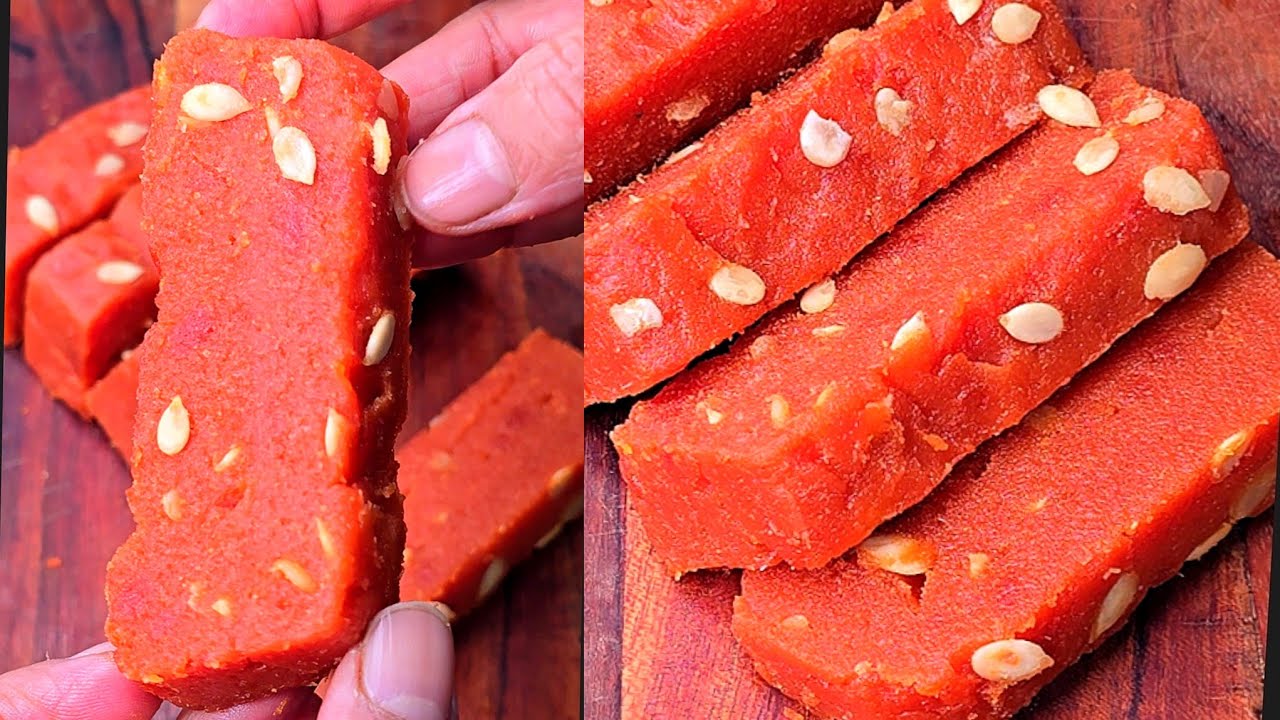 New carrot halwa sirf char cheezo se na cream bina khoya condensed milk ke | gajar ka halwa barfi 
