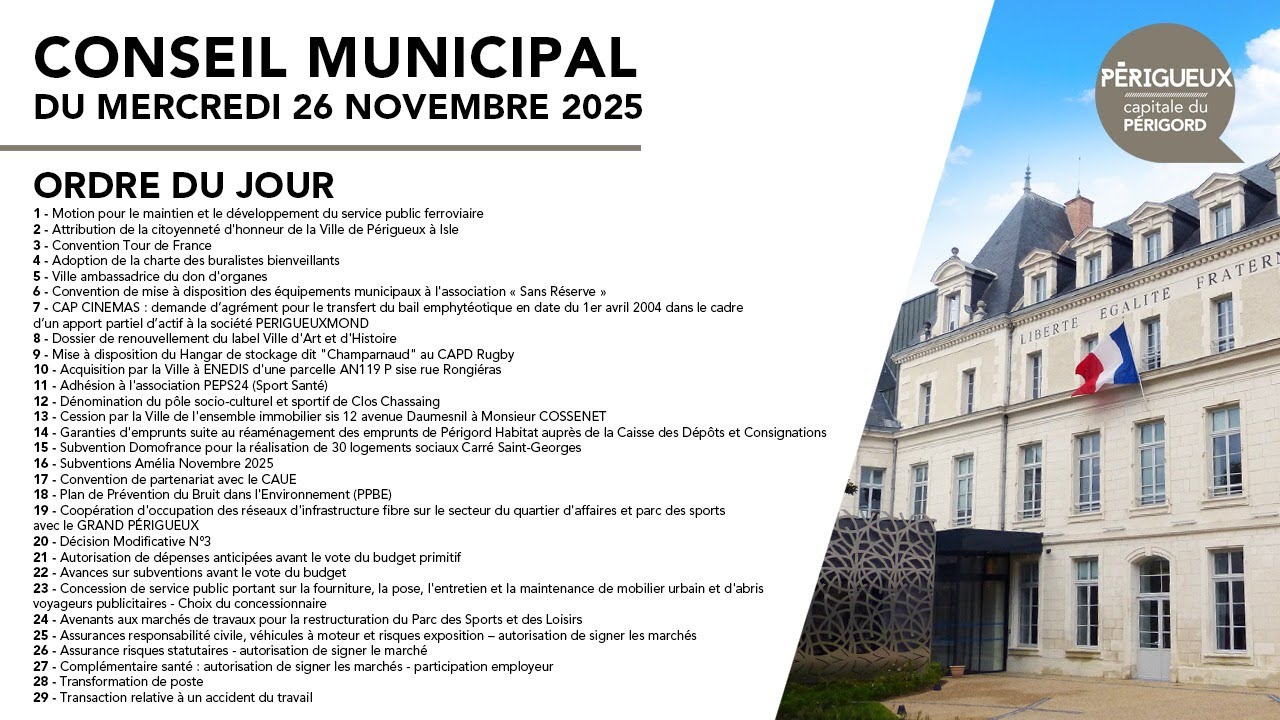 Conseil municipal du 26 novembre 2025