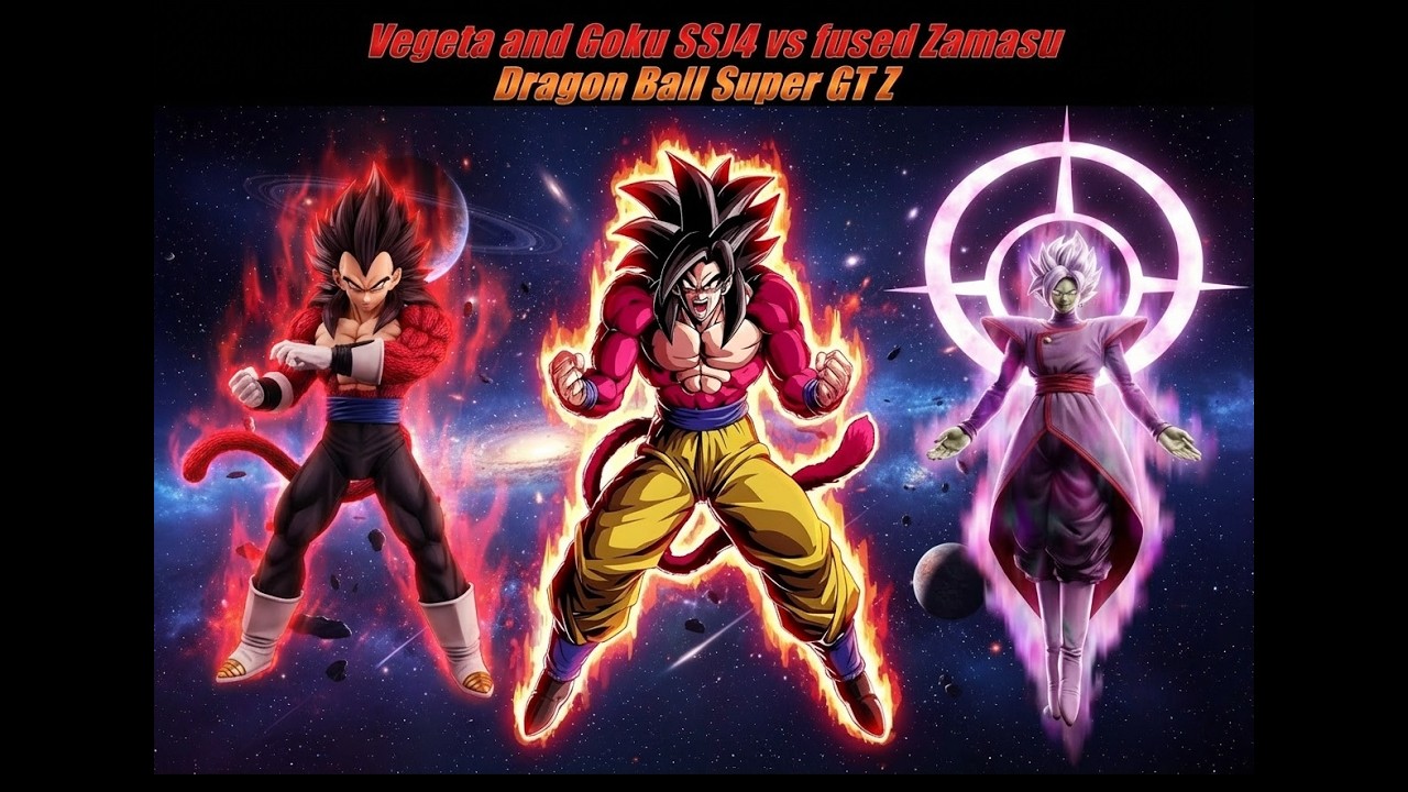 Goku ssj4 and Vegeta ssj4 vs fused Zamasu