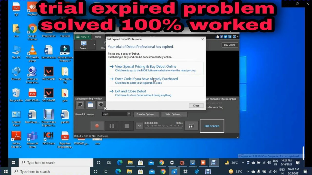 activate NCH/ debut video capture software || trial expired debut professional registration code