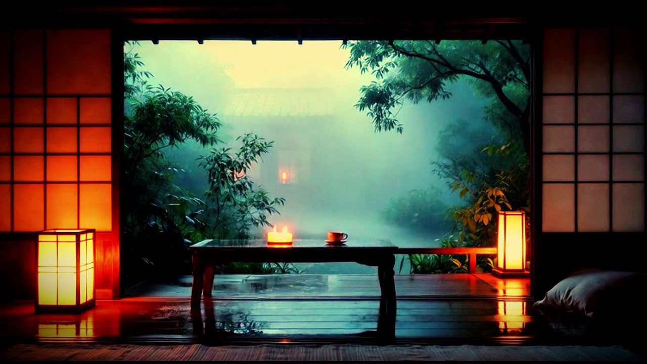 LIVE NOW 🏮 Japanese Zen Garden View  🌿 |  Stress Relief 🌙 |  Calm Nature Ambience  |  Dark Screen f