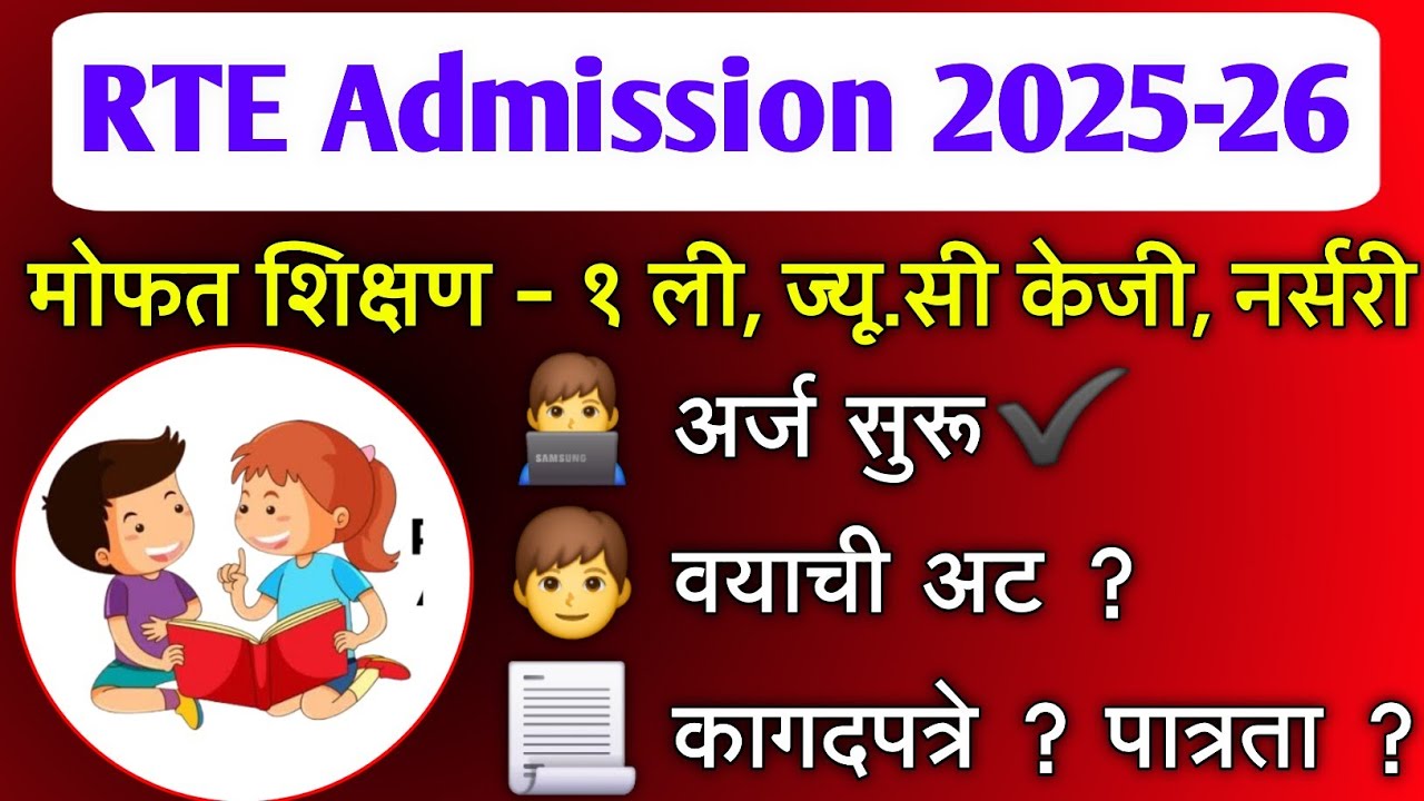RTE Admission 2025-26 फॉर्म सुरू, वयाची अट? कागदपत्रे व पात्रता ? | rte 25% admission in maharashtra