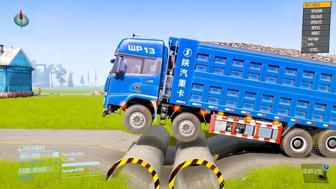 Truck VS Speed Bump, Broken Road Pothole, Bridge in Beamng.Drive