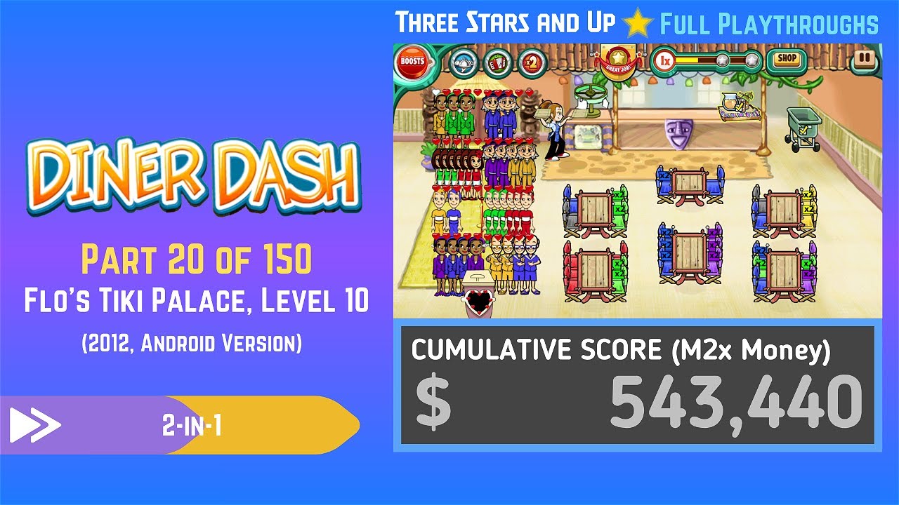 Diner Dash Classic (2012, Android) - Part 020 of 150: Flo's Tiki Palace, Level 10