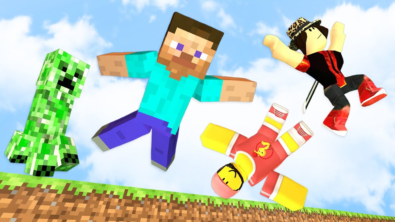 Minecraft и Roblox: Рэгдолл Прыжки и Падения [GMOD] - Серия 55