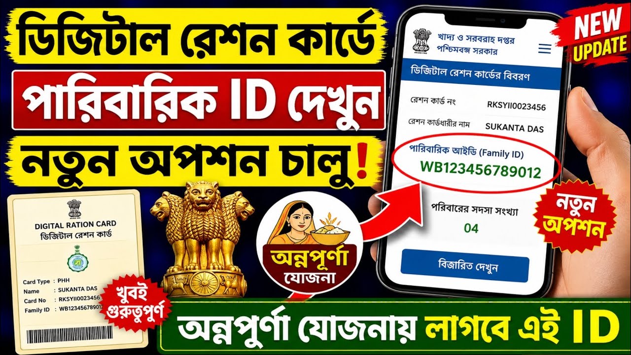 রেশন কার্ডের পারিবারিক আইডি চেক্ | Digital Ration Card Family ID check online