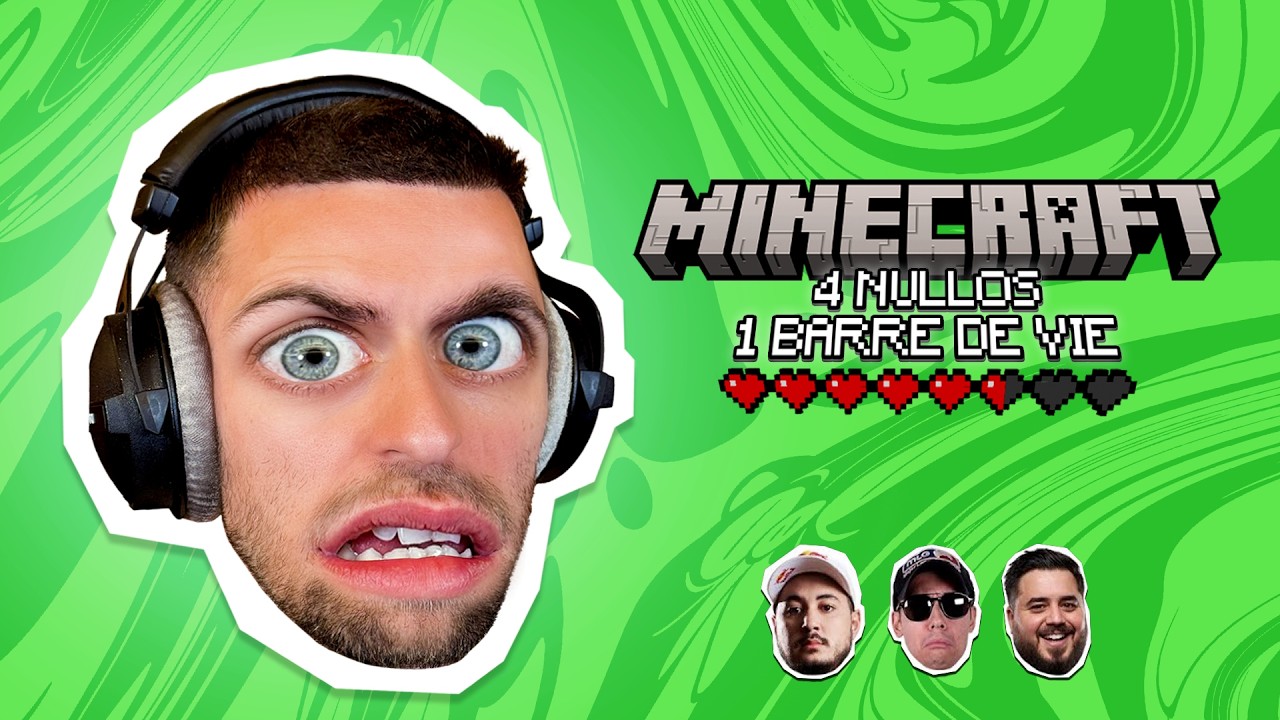 Minecraft : 4 Nullos, 1 Barre de vie - Rediffusion Squeezie du 18/03
