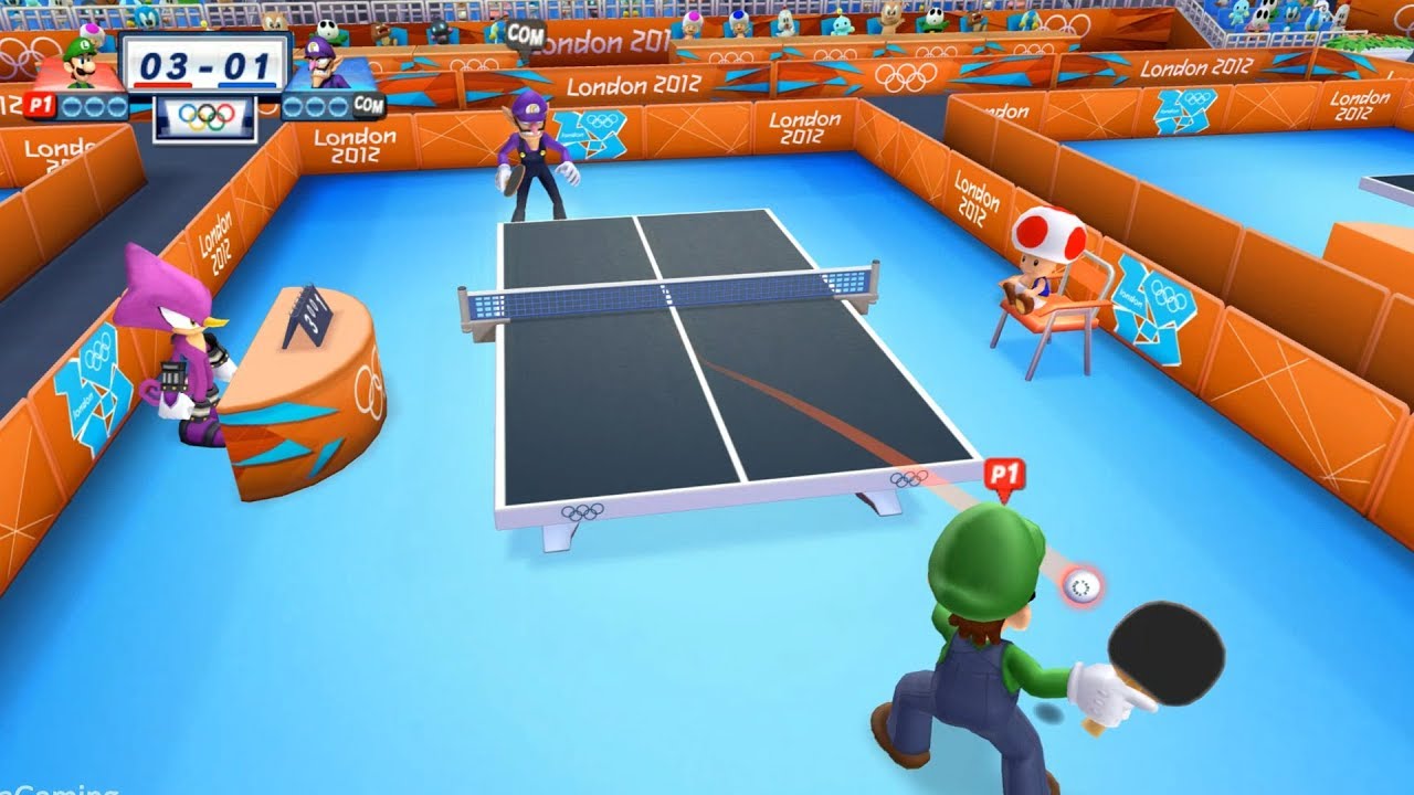 Mario & Sonic At The London 2012 Olympic Games Table Tenis #22 With Luigi (COM Hard) Gameplay