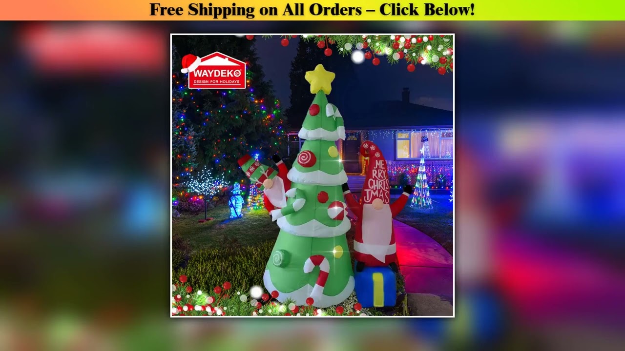 Christmas Inflatable LED Outdoor Decor Dog Snowman Penguin Snowmen Gnome Santa Tree Blow Up Yard