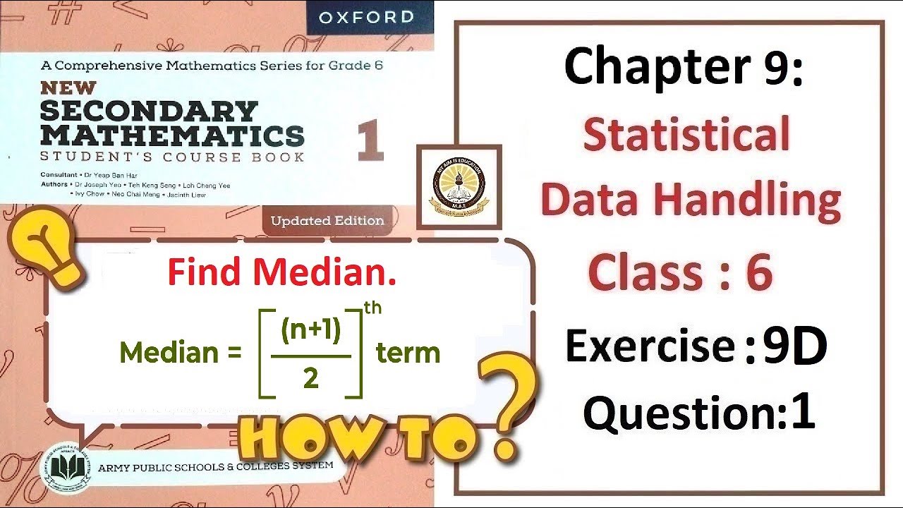 Exercise 9D Question 1  (Median) – Math Class 6 Army Public School (APS).