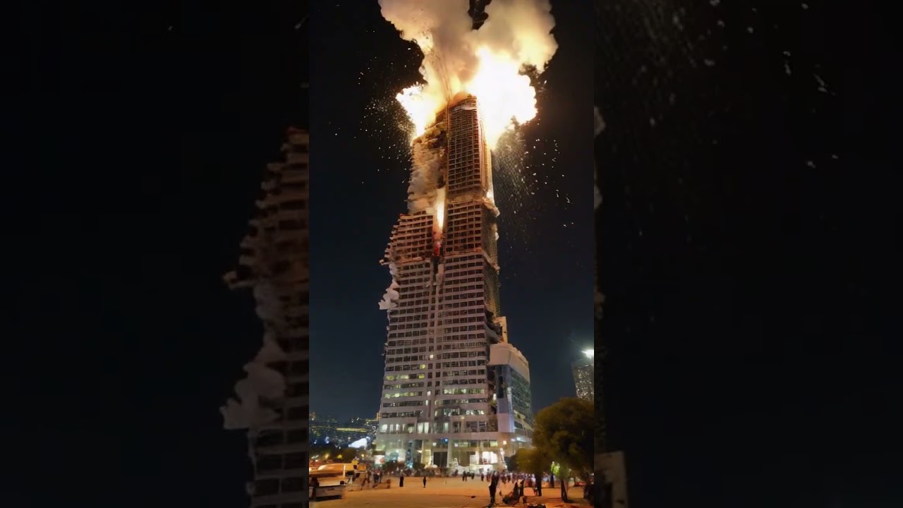 AI Visualization: Tel Aviv Skyscraper Collapse  Hypothetical Iranian Strike#breakingnews #telaviv