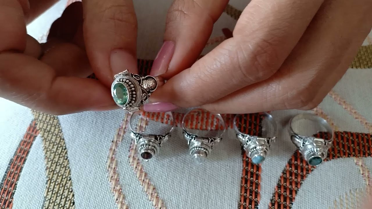 Sterling silver, Wholesale lot, Mixed gemstone, Bali locket rings