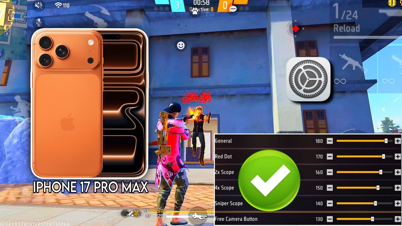 iPhone 17 Pro Max free fire sensitivity setting ⚙️ | iPhone 17 Pro Max free fire headshot setting ⚙️