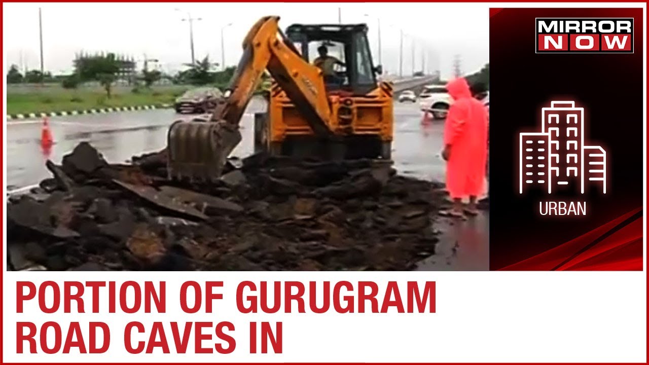 Gurugram Monsoon: Busy road caves in at IFFCO chowk area