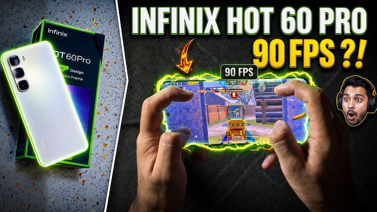 Infinix hot 60 pro 🔥 unboxing and 144 Hz PUBG test 🥶support 90 fps ? 