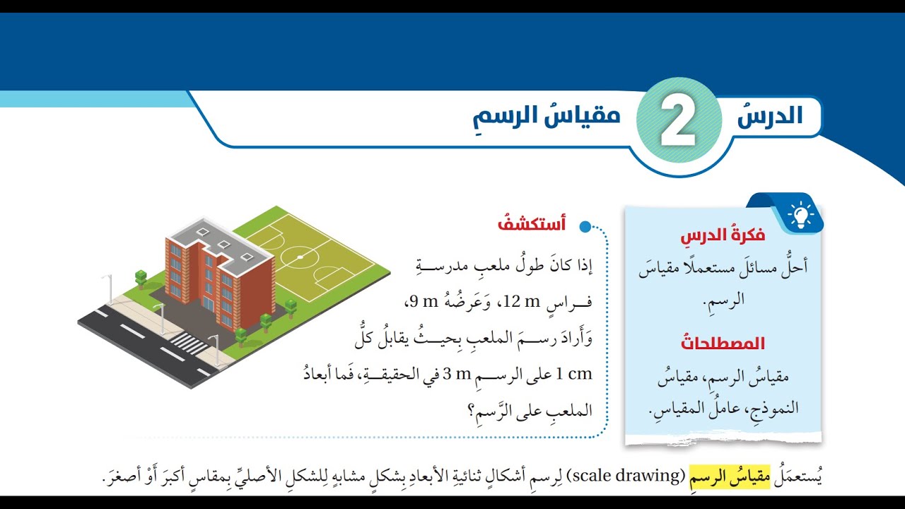 (26) مقياس الرسم  (كتاب الطالب)  الصف السابع الفصل الثاني