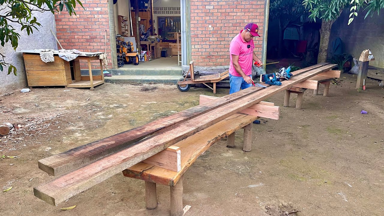 Aparelhando e Preparando Peças Grandes de Madeira Para Telhado - Using Large Pieces of Wood