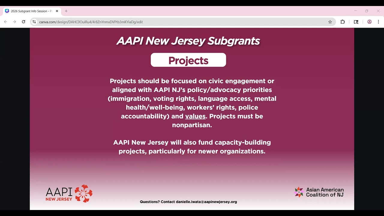 AAPI New Jersey 2026 Subgrants info Session