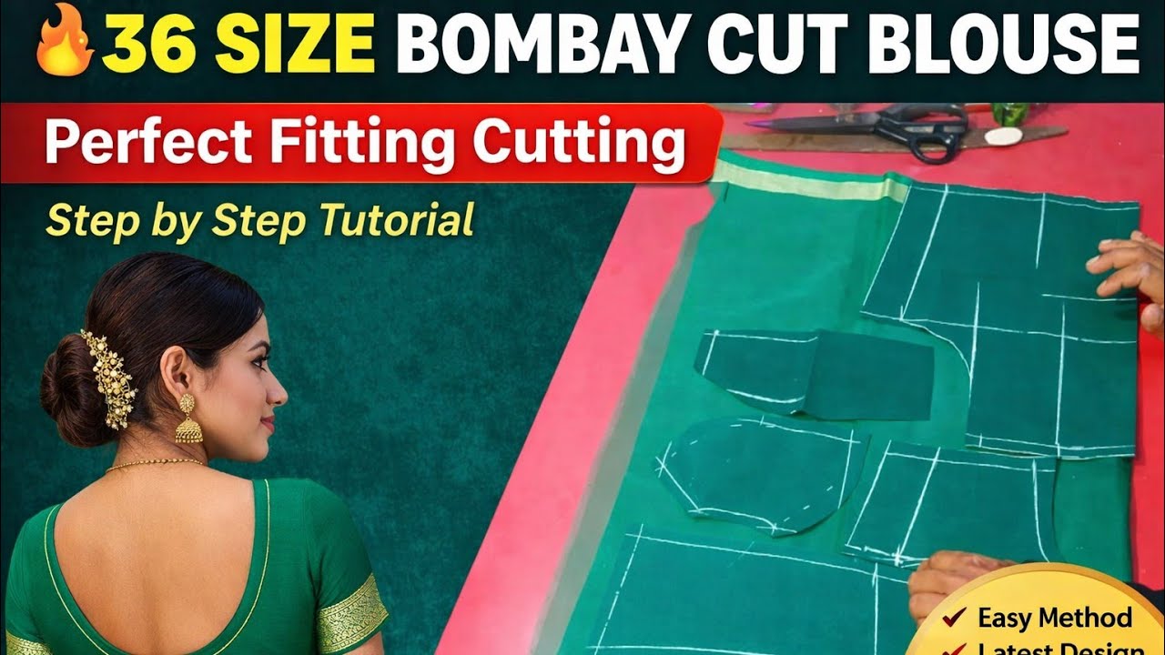 36 Size Bombay Cut Blouse Cutting | Perfect Fitting Tutorial Step by Step | Easy Tailoring Method