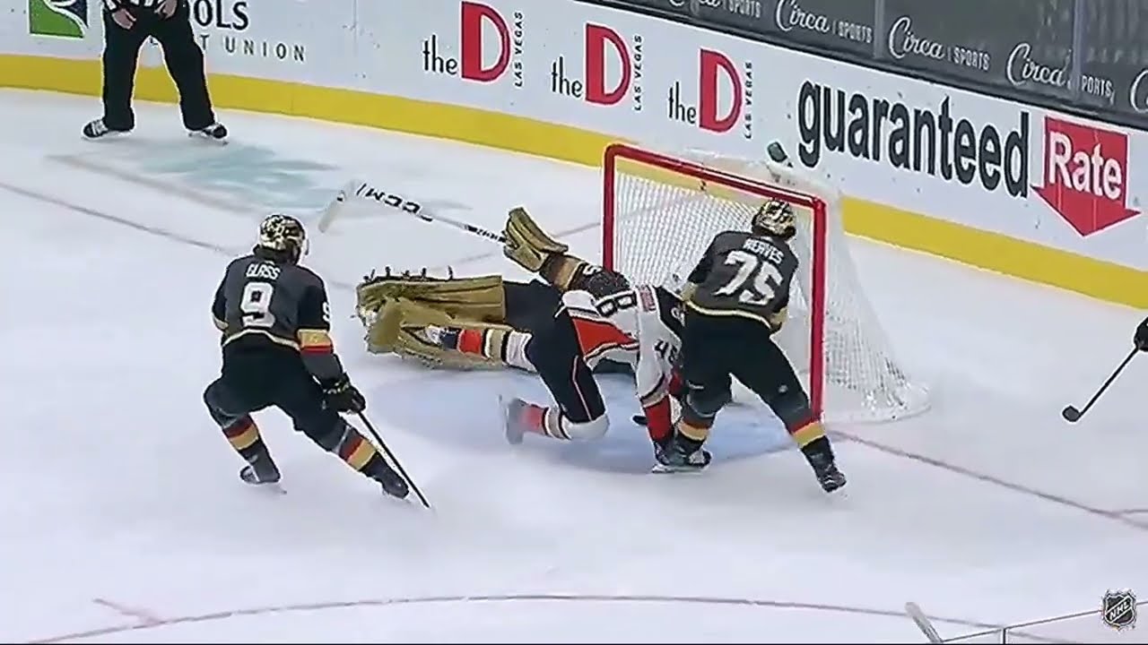 Of all the acrobatic saves in Fleury's career as a Golden Knight, none were more impressive than....