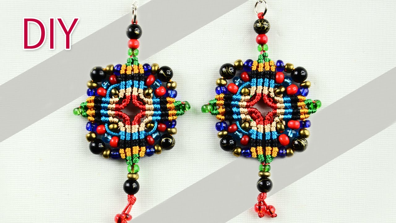 Macramé Cross-shaped Earrings Tutorial