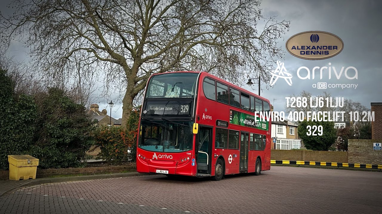 Journey on the Arriva London Alexander Dennis Enviro 400 Facelift T268 LJ61LJU on bus route 329