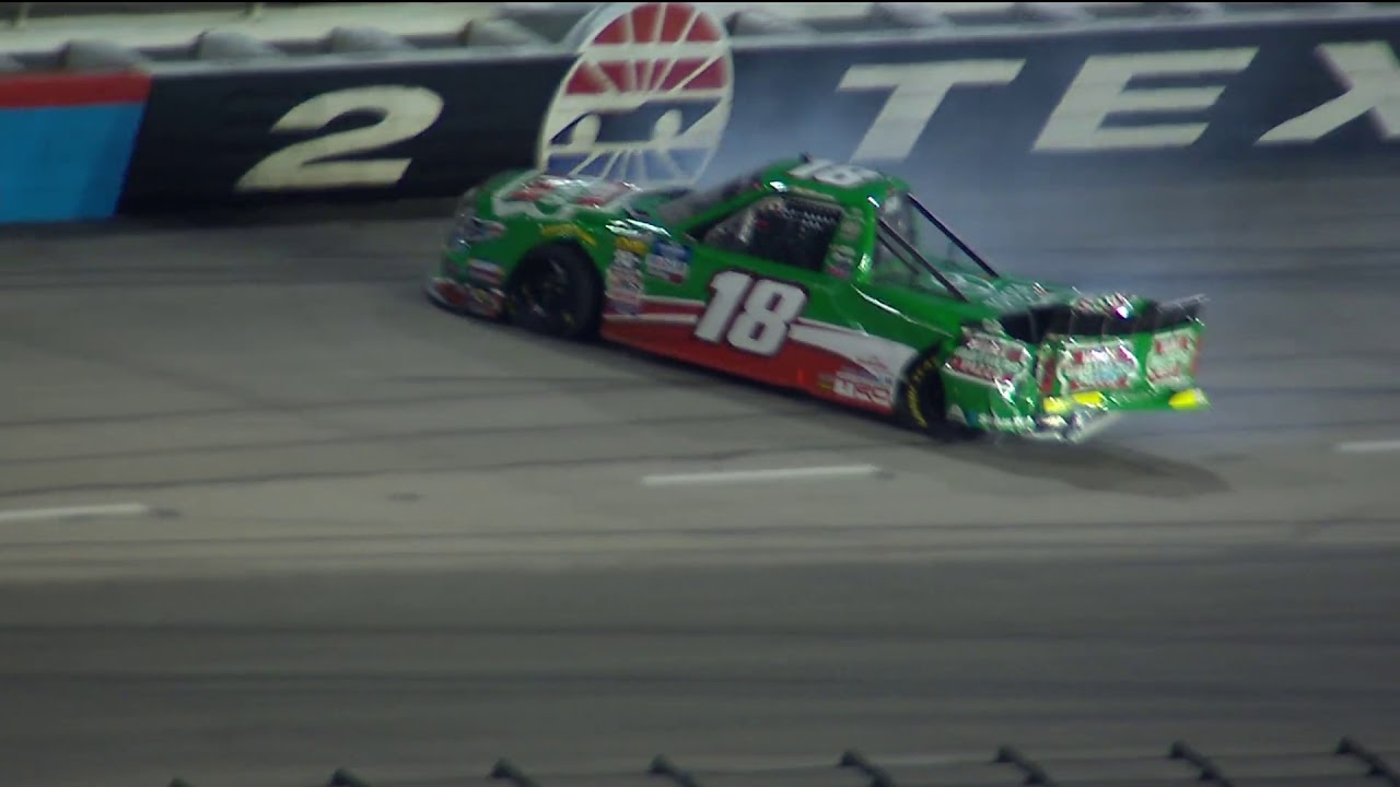 Harrison Burton spins, suffers heavy damage