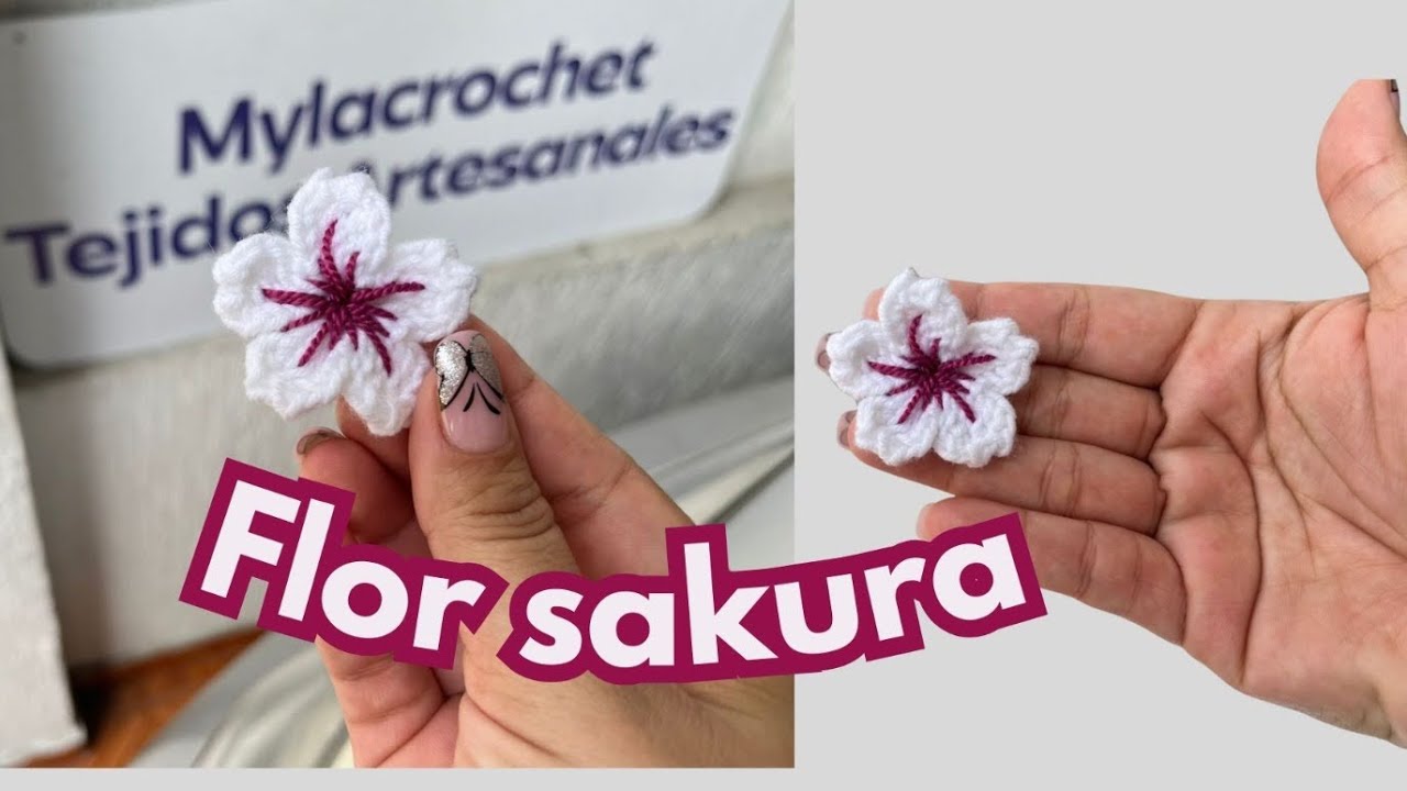 como tejer flor de cerezo a crochet paso a paso flor sakura #crochet flores diferentes