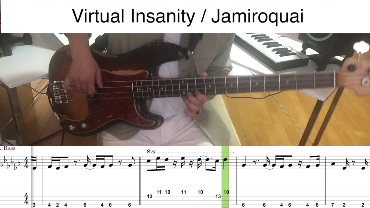 Jamiroquai/Virtual Insanity(Bass cover)５線譜&Tab譜付き_歌無しVer