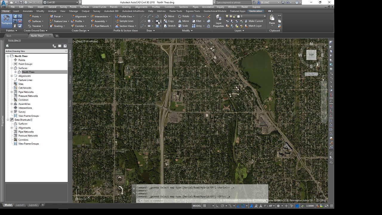 Как обрезать (захватить) область на геокарте в Civil 3D