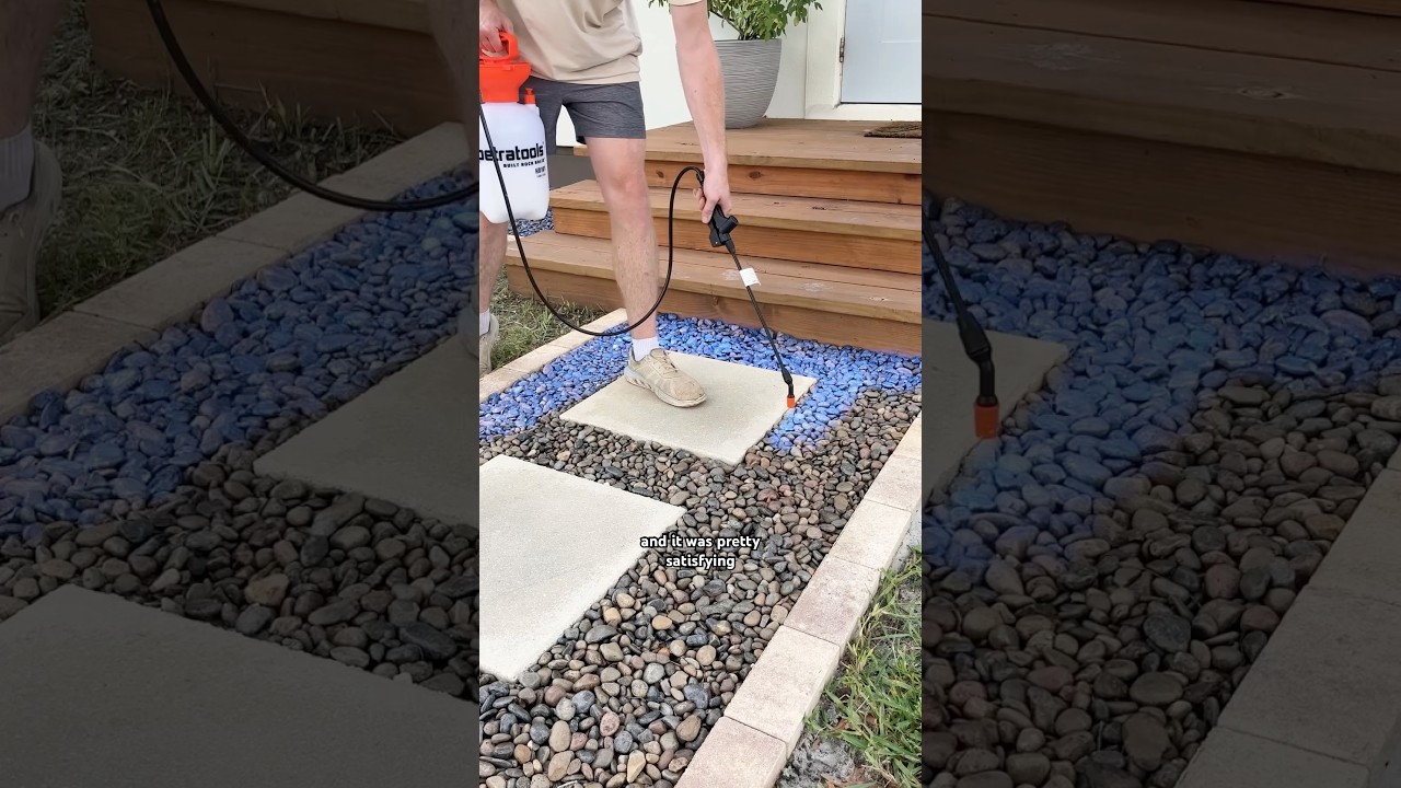 how to make rock and mulch stay put #YardWork #CurbAppeal #RockBedFix