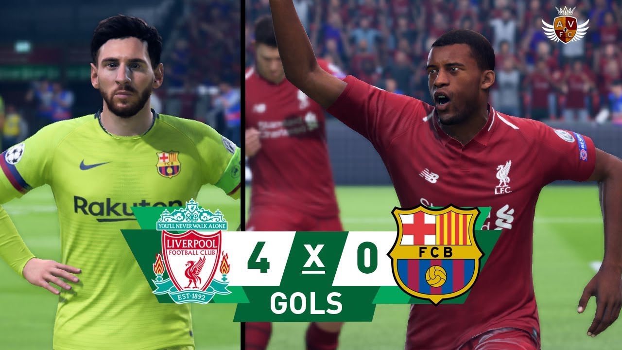 LIVERPOOL 4 x 0 BARCELONA NO FIFA 19 - CHAMPIONS LEAGUE | VIRADA HISTÓRICA