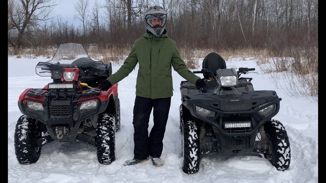 Honda Foreman 520 VS Polaris Sportsman 570 - Snow Battle
