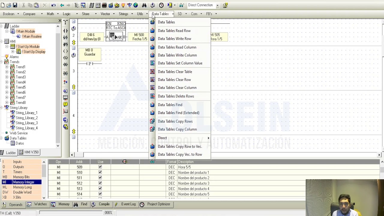 Visilogic Unitronics Tabla de datos