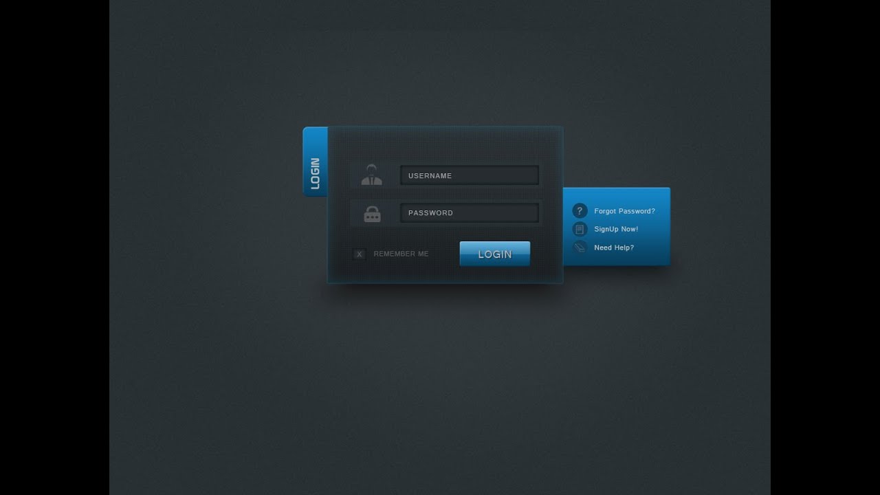 Photoshop Tutorial | Web Design Login Form Gray And Blue