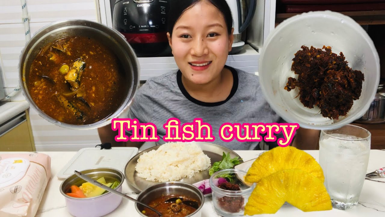 Sardines tin fish curry and Maring gi spicy hawaijar morok suba😋