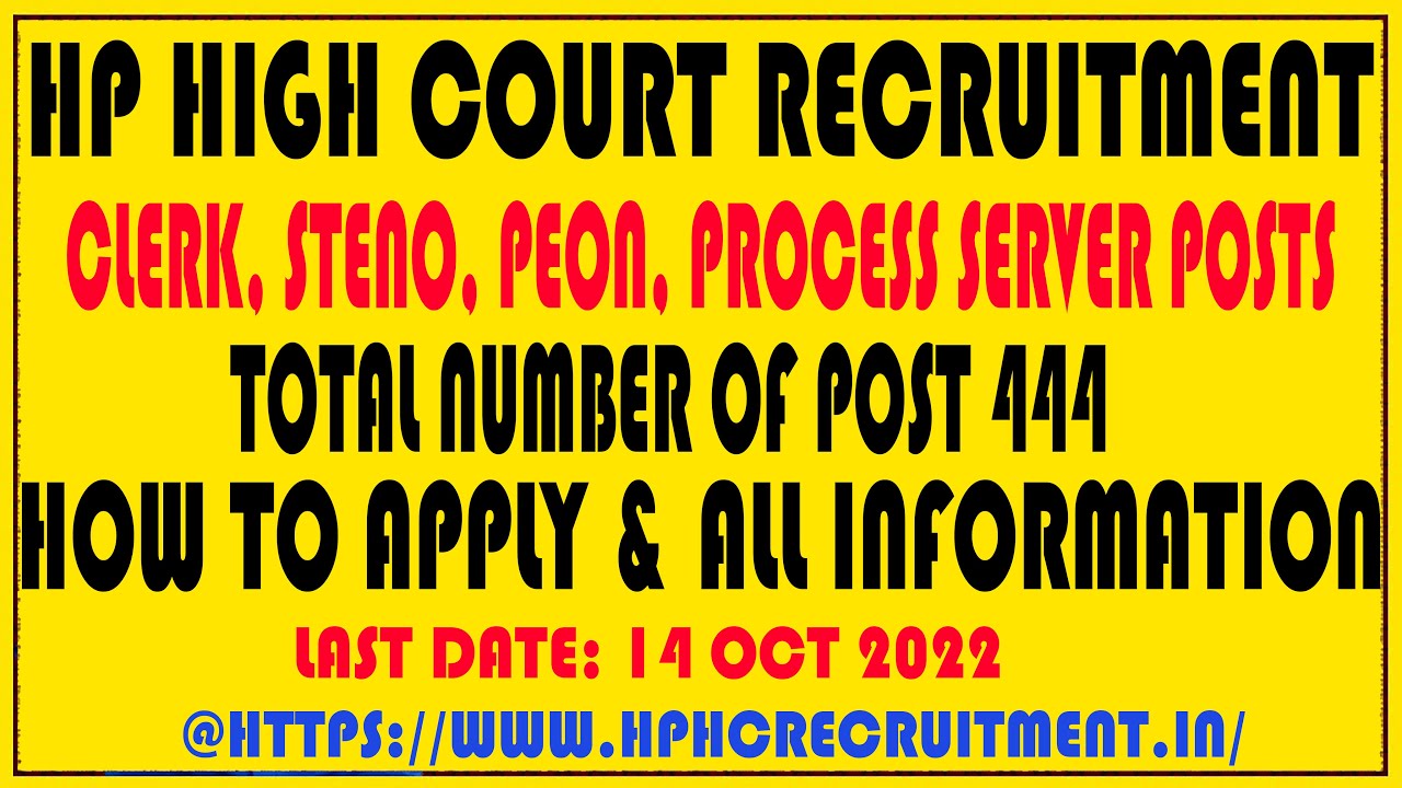 HP High Court Recruitment 2022 | Notification Out for 444 Posts | How to Apply