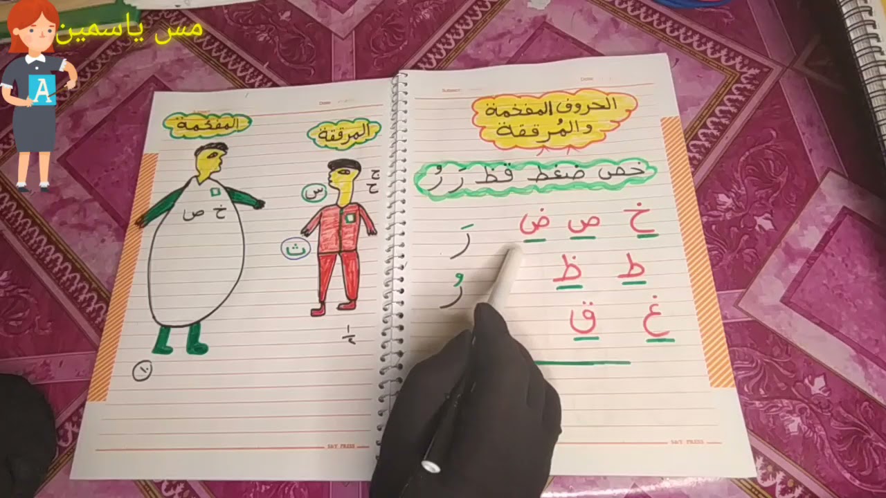 شرح الحروف المفخمه و المرققة  بطريقه مبسطة عربي نورالبيان