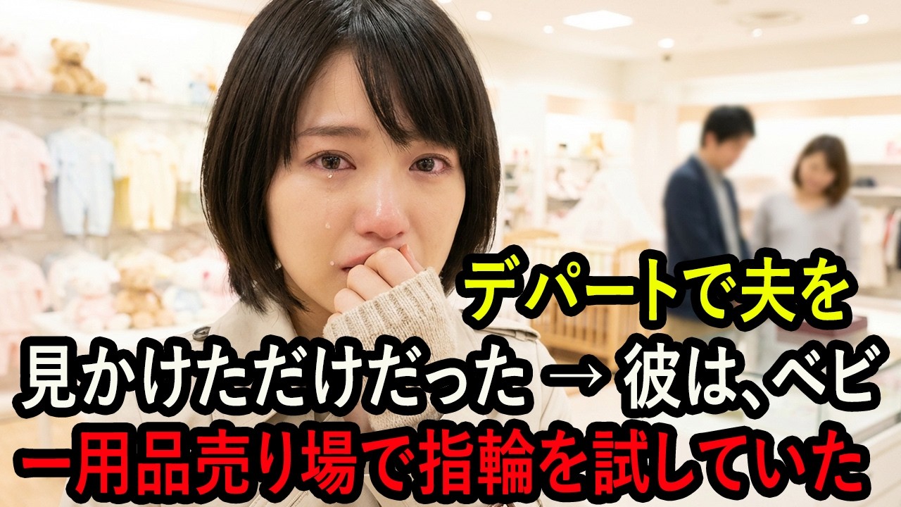 デパートで夫を見かけただけだった → 彼は、ベビー用品売り場で指輪を試していた