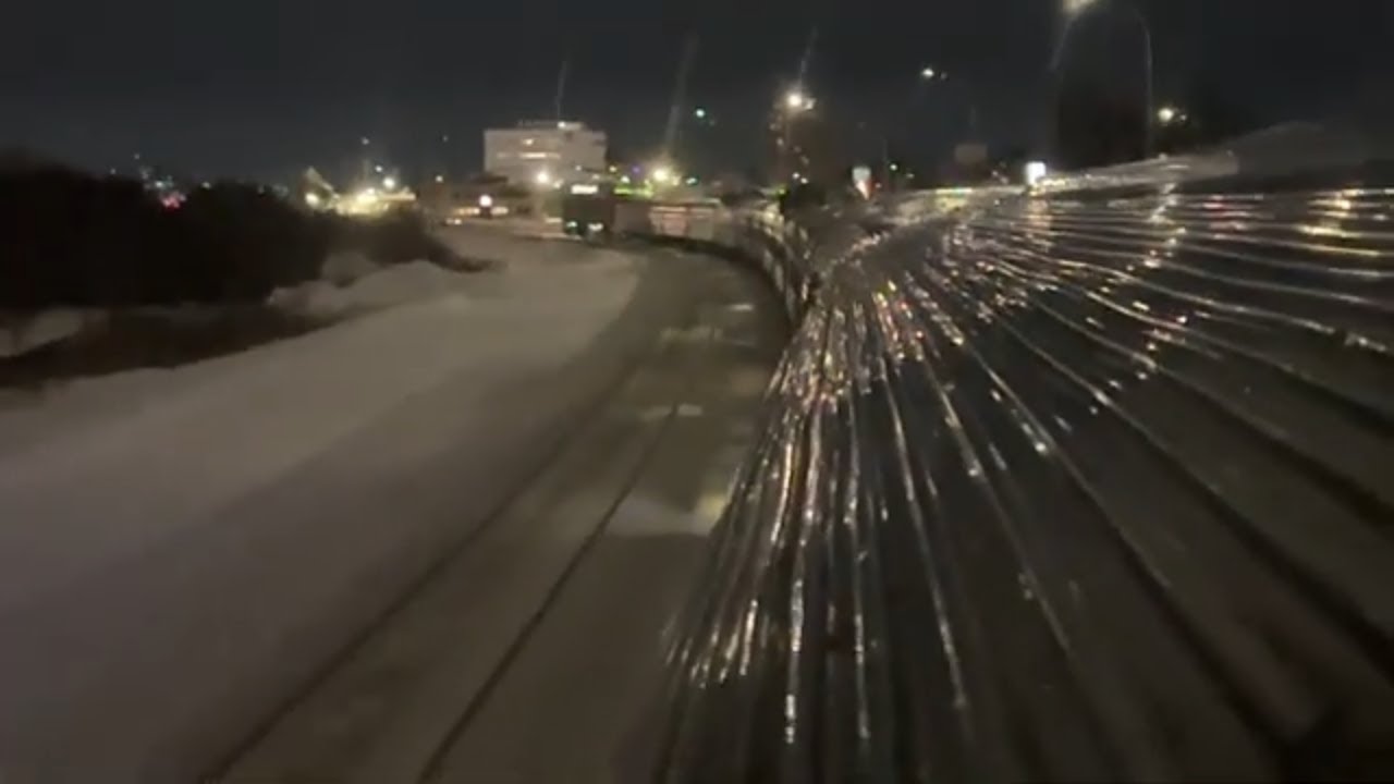 Via Rail-The Canadian Departing Winnipeg Station at Night Westbound